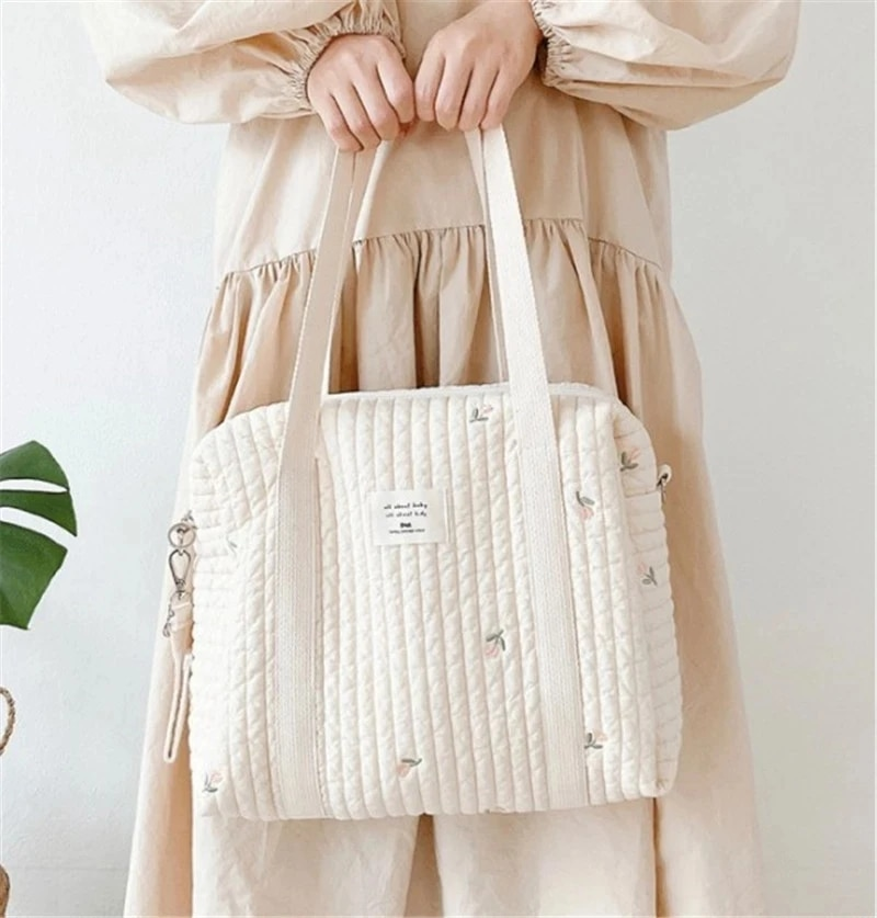 Wickeltasche für Neugeborene im koreanischen Stil, Umhängetasche für Mama, Stickerei, gesteppt, für Kinderwagen, Windelaufbewahrung, Organizer, große Handtaschen_voghion.com