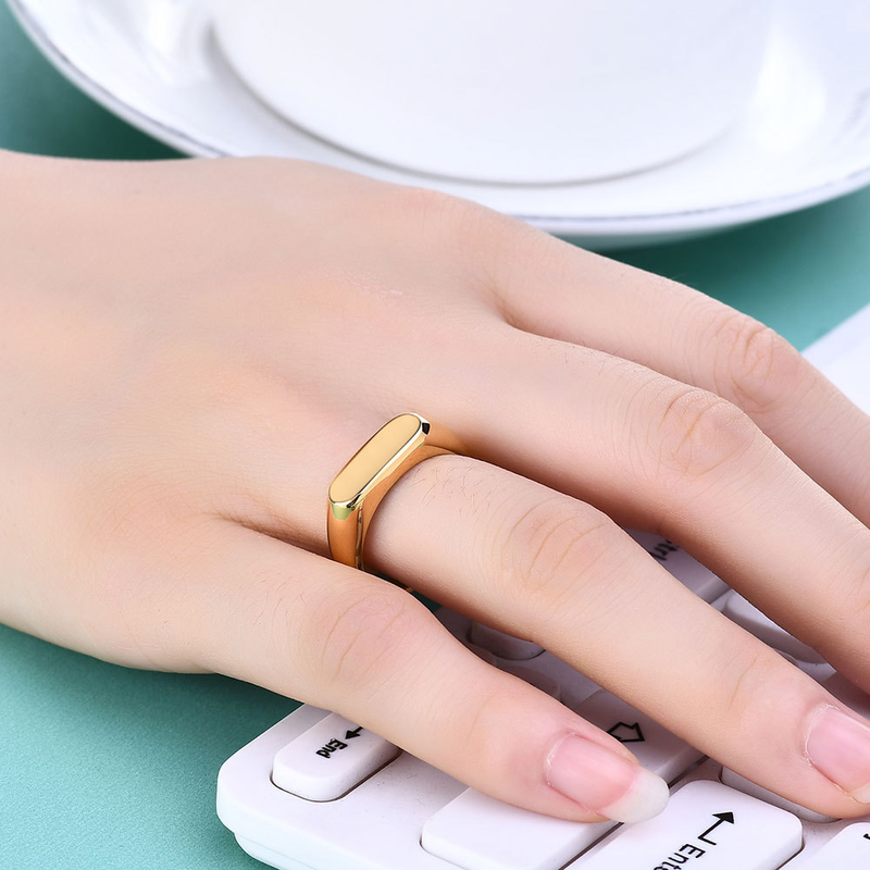 Anello da donna con anello K, in acciaio al titanio, stile ovale, creativo, semplice e alla moda_voghion.com