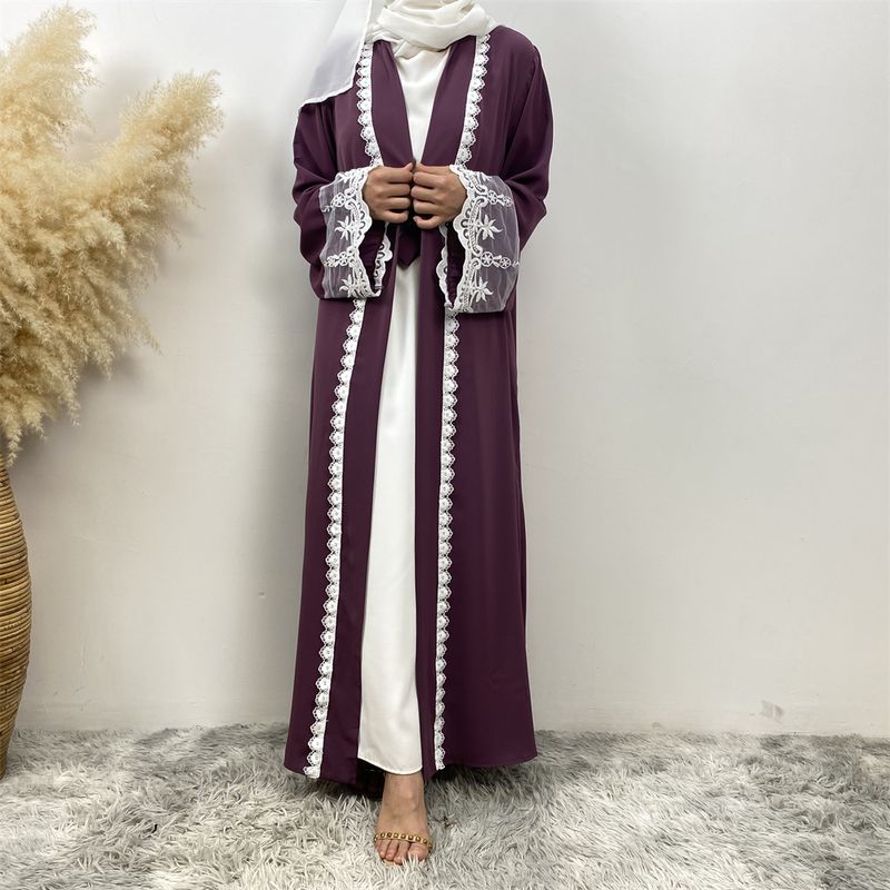 Nueva Abaya musulmana de encaje de Dubái, vestido islámico Nida, moda con bolsillo, túnica larga informal para mujer, ropa turca Eid, caftán marroquí_voghion.com