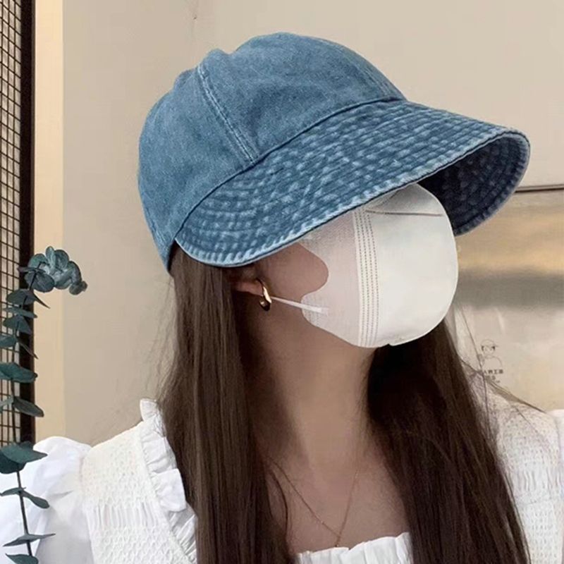New Arrivals Summer Denim Bucket Foldable Wide Brim Visors Women Solid Color Soft Outdoor Sports Running Sun Hat Snapback Cap_voghion.com