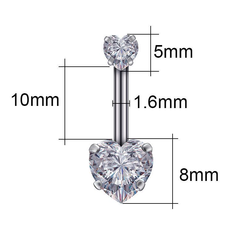 Nuovo piercing all'ombelico in acciaio inossidabile con doppio amore, creativo, in zircone, anello per ombelico, gioiello da piercing femminile_voghion.com