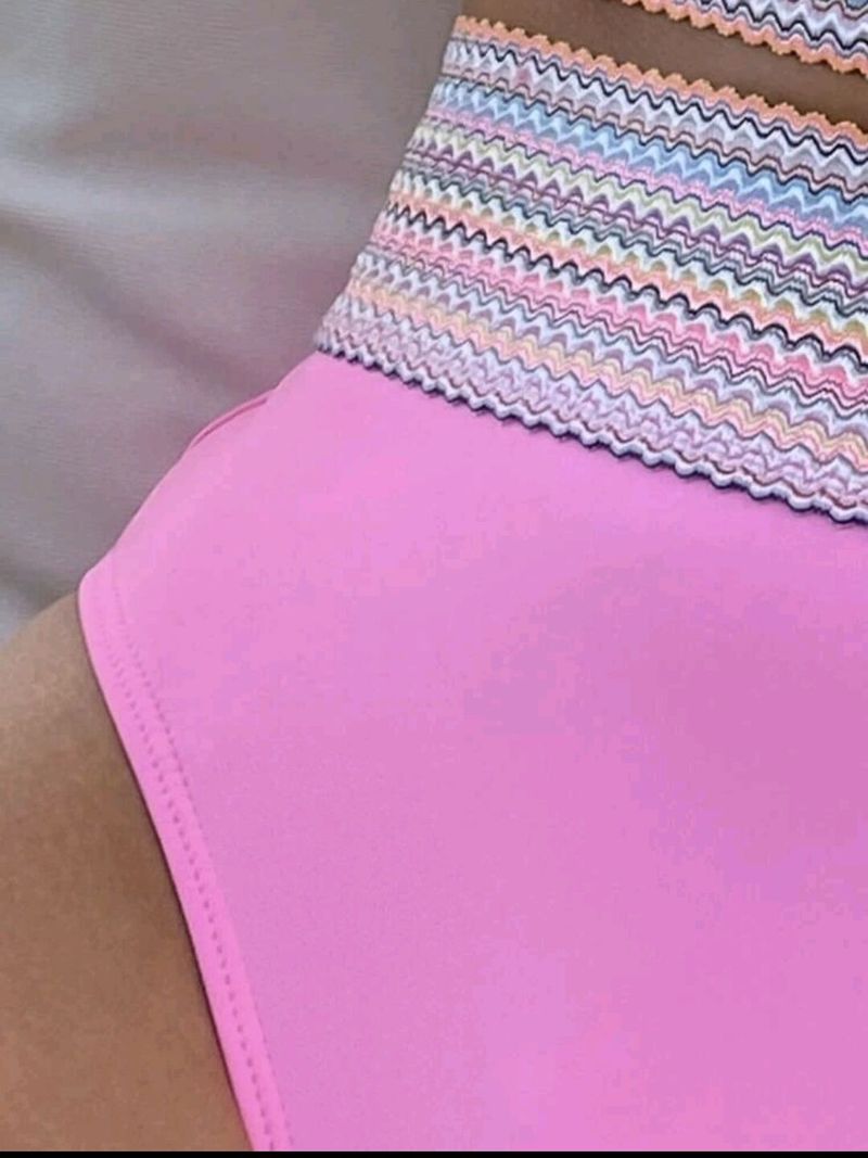 Sexy Einfarbig Hohe Taille Split Bikini frauen Badeanzug Hersteller Großhandel_voghion.com