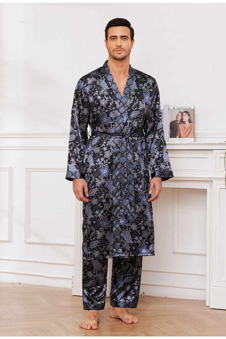 New Loungewear Men's Autumn Thin Long Sleeve Pajamas Bathrobes_voghion.com