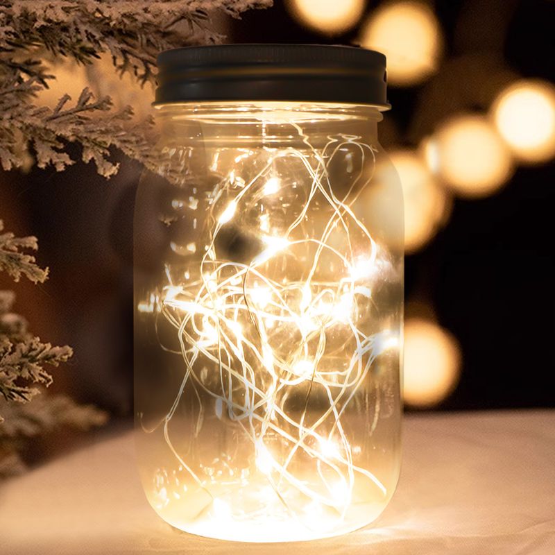Scatola per batterie AAA transfrontaliera Coperchio per barattolo di vetro Stringa di luci in filo di rame Decorazione natalizia Stringa di luci con tappo di bottiglia stampabile_voghion.com