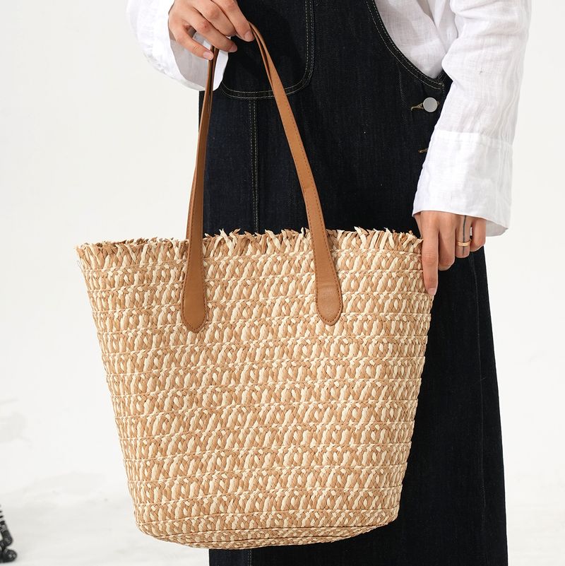 Neu Urlaub Stroh Handwoven Frauen Strand Große Kapazität Tote Korb_voghion.com