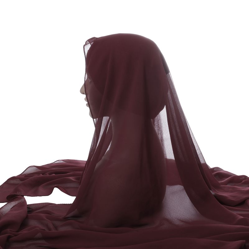 Elegantes Turban-Set aus Chiffon mit Perlen – Mütze mit Kordelzug und passendem Kopftuch (einfarbige Kombination aus Damenkopfbedeckung)_voghion.com