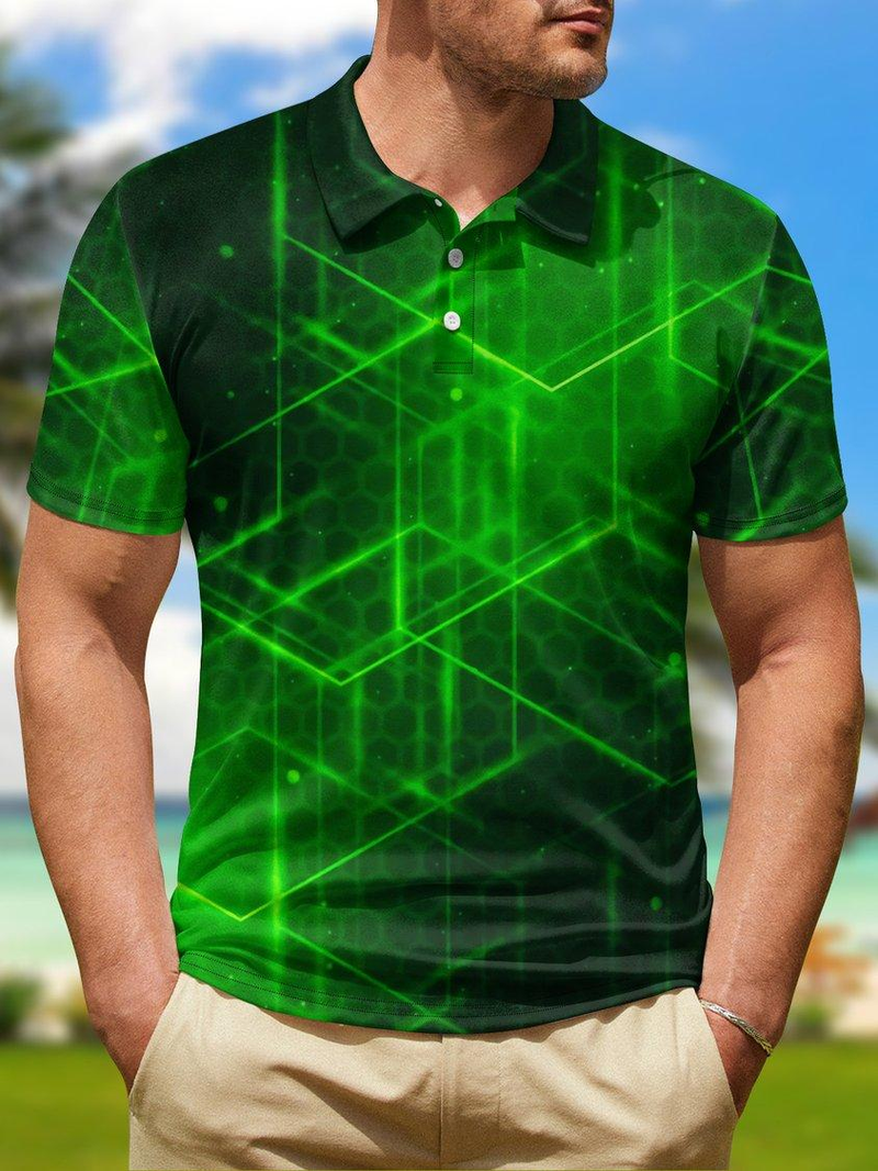 Men's golf shirt 3D printed pattern collar Classic collar daily weekend 3D printed Short sleeves_voghion.com