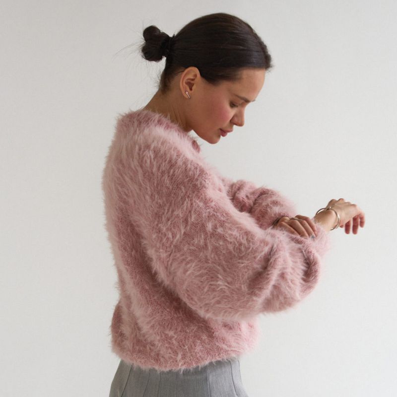 "Weiche Damen-Strickjacke aus Nerz-Imitat-Fleece - Gemütliche Oversize-Strickjacke für Herbst & Winter, Lazy-Chic-Style, Pink (Einheitsgröße)"_voghion.com