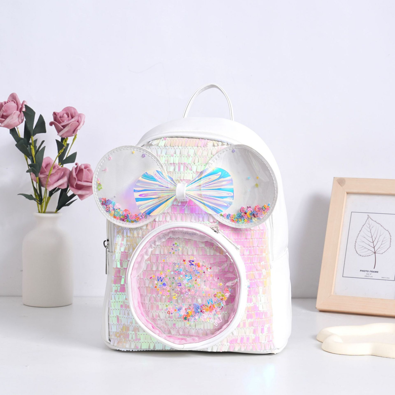 Zaino con fiocco in cartone animato, stile principessa, per ragazze, casual e alla moda_voghion.com