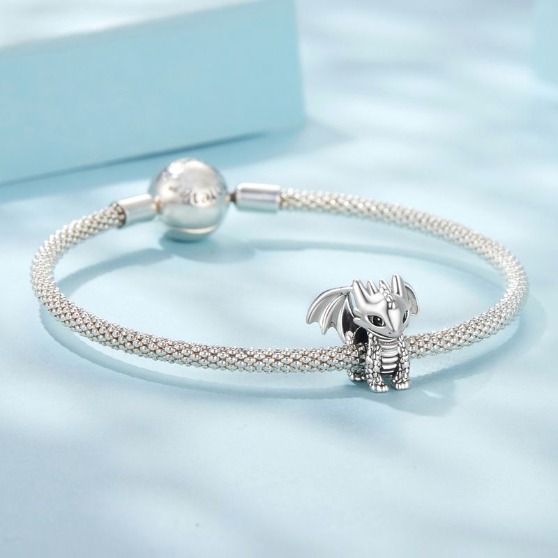 Fliegender Drache Charm Sterling Silber Charm, SCC3090_voghion.com