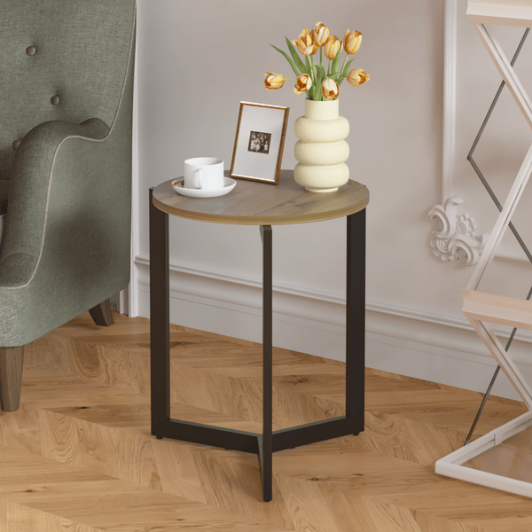 19.68'H Round Side Table, Round Accent End Table With Sturdy Metal Frame, Round Nightstand, For Living Room, Bedroom, Balcony, Office_voghion.com