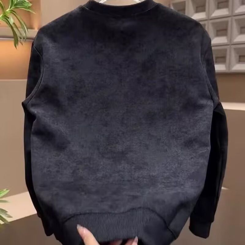 Heavyweight Fleece-Lined Men's Sweatshirt – Loose Fit Crewneck Pullover For Winter & Autumn (Black/Gray/Apricot, M-3XL)_voghion.com