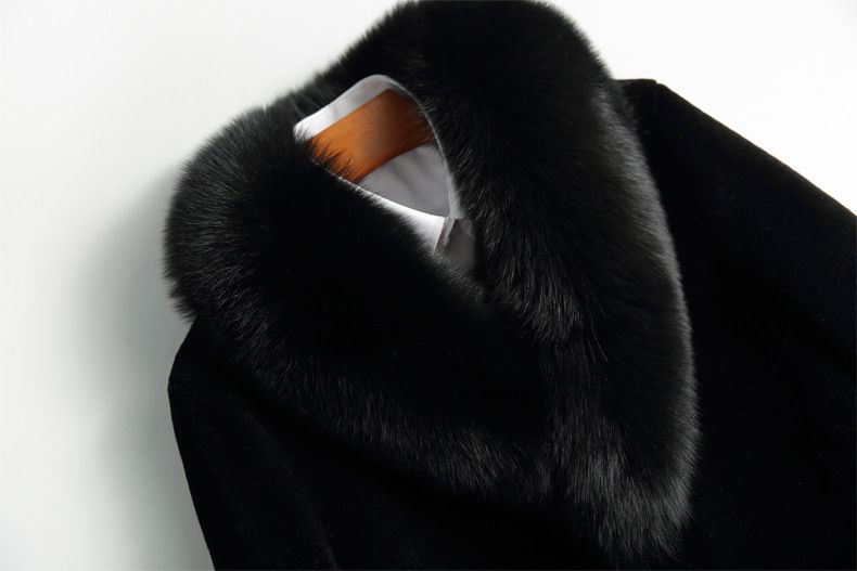Kleidung Nerz Herren Lange Lederjacke Fuchskragen Dicker Pelzmantel_voghion.com