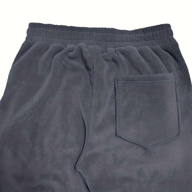 Men's Winter Warm Fleece Lined Sweatpants, Drawstring Leg Opening, Jogger Pants_voghion.com
