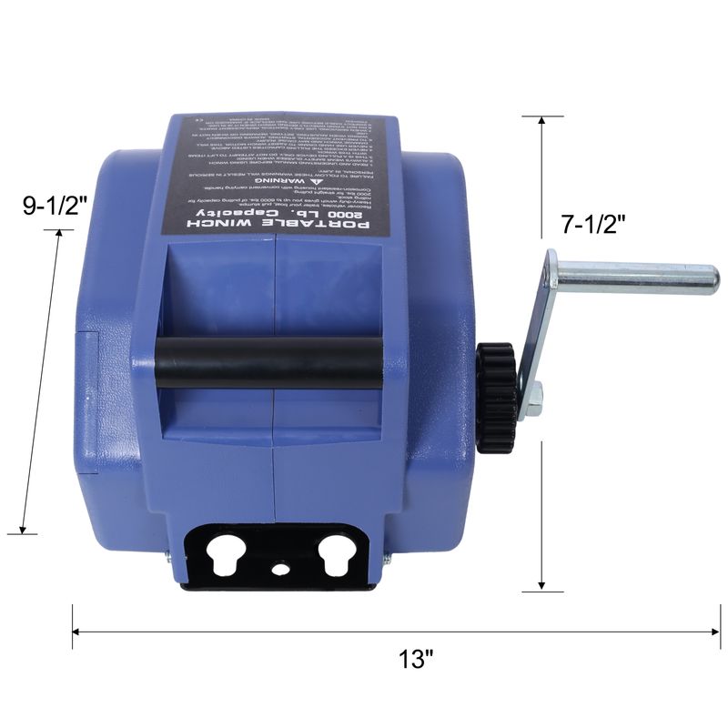 12v 2000lbs Trailer Winch,Reversible Electric Winch,for Boats Up To 5000 Lbs,Galvanized Wire Rope,with Extra Pulley Hook, Rapid Mount, Wirelss Remote Control,power In And Power Out.blue Plastic Casing_voghion.com