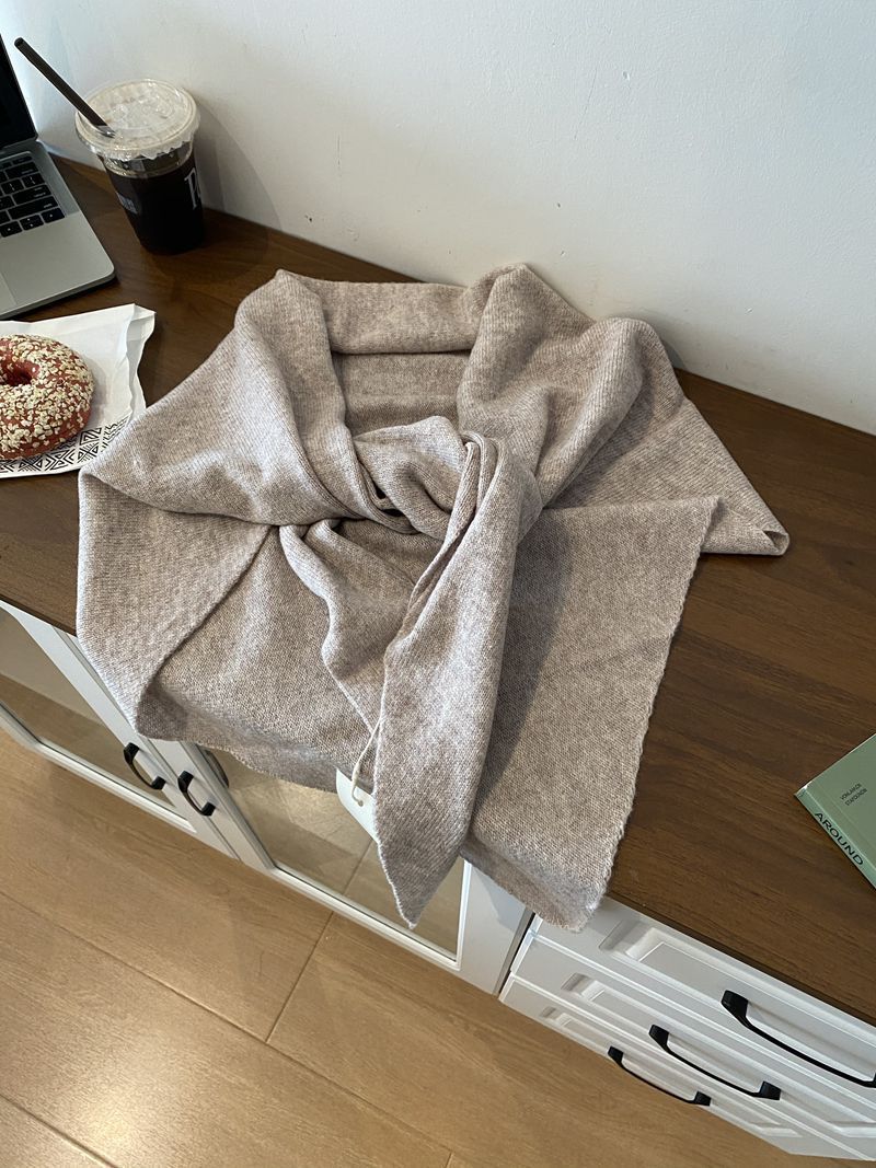 Scialle in lana 100% oversize, autunno e inverno 2025, nuove sciarpe triangolari calde lavorate a maglia da donna, alla moda e versatili._voghion.com