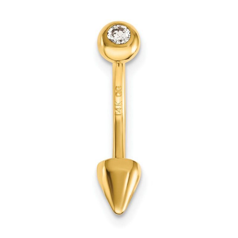 14k 16 Gauge CZ Cone Belly Ring_voghion.com