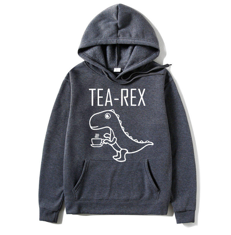 Nuovo simpatico dinosauro che beve caffè Maglioni da uomo e da donna con cappuccio di tendenza di strada_voghion.com