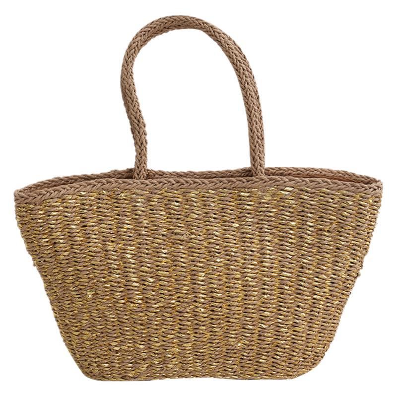 Stroh Für Frauen Sommer Neue Pastoralen Stil Gewebte Schulter Einfache Große Kapazität Handtasche Strand Tasche Nischen Design_voghion.com