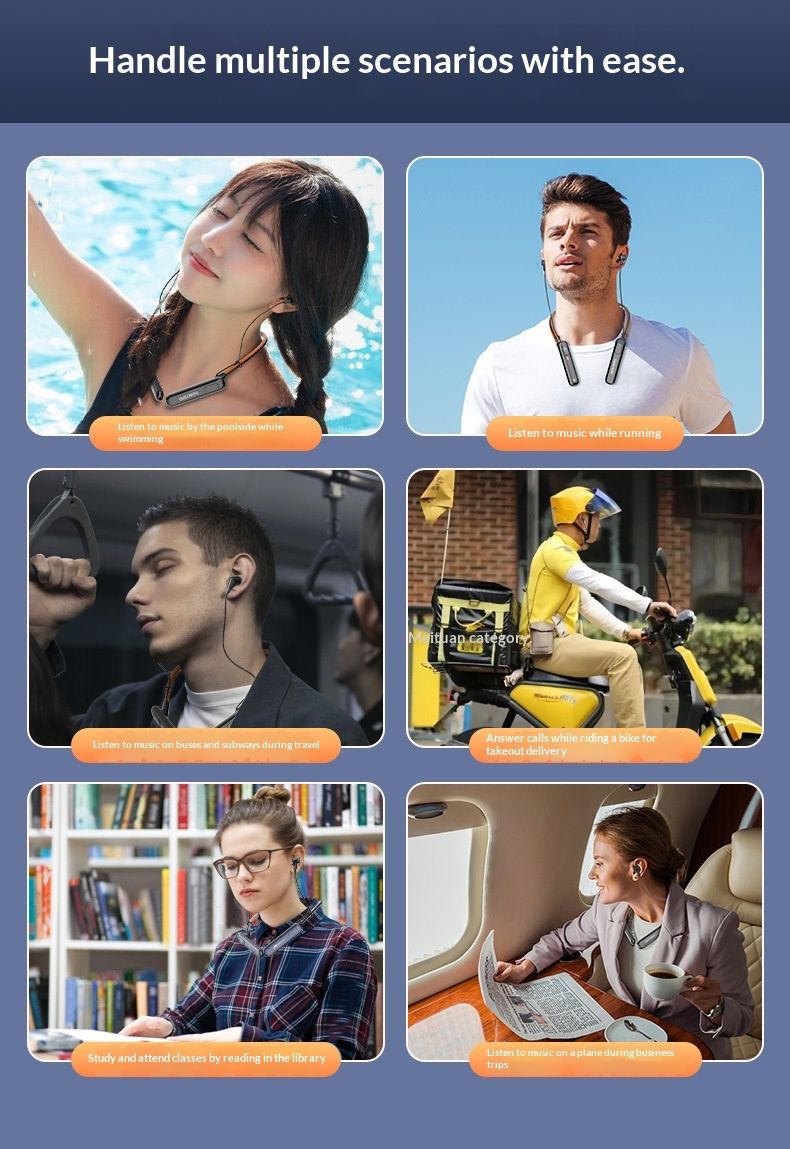 NeoGear 2024 Nouveau tour de cou sans fil Bluetooth avec réduction de bruit intelligente, commande vocale et longue autonomie pour le sport_voghion.com