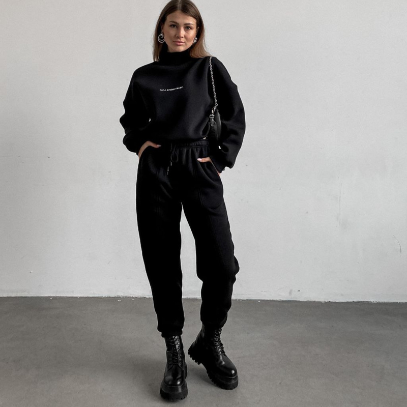 Ensemble deux pièces sweat-shirt imprimé pour femme_voghion.com