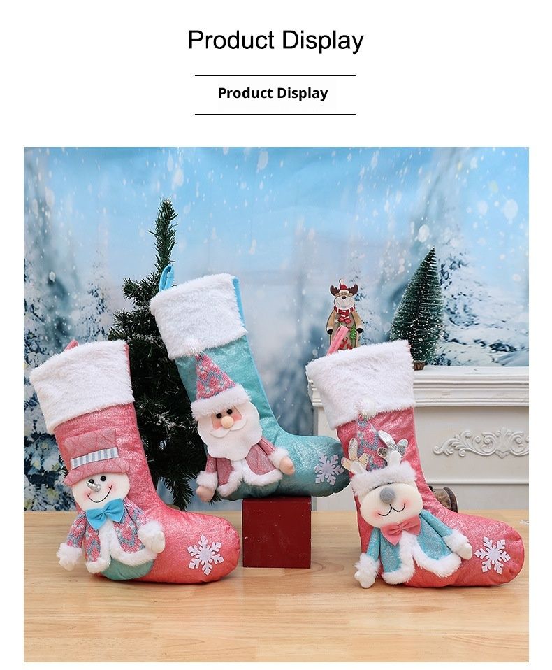 001 Nuove decorazioni transfrontaliere, addobbi per l'albero di Babbo Natale, calzini di Natale 3D, sacchetti regalo_voghion.com