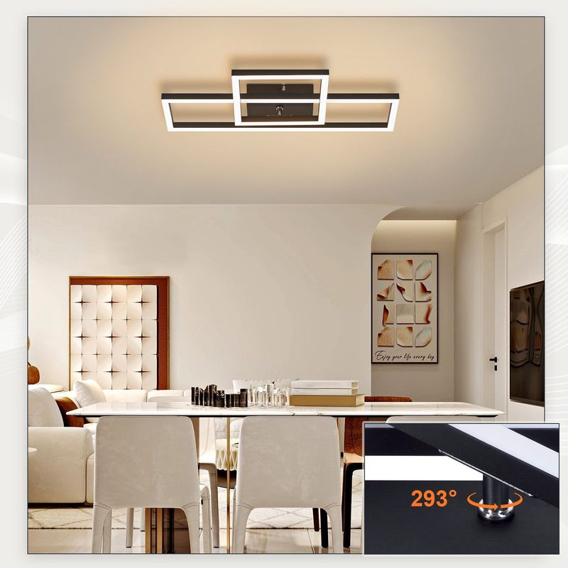 Glitzerlife Deckenlampe LED Deckenleuchte Weiß-20W Modernes Design Küchenlampe Warmweiß Schlafzimmerlampe Eckig Deckenleuchten Für Wohnzimmer Kinderzimmer Esszimmer_voghion.com