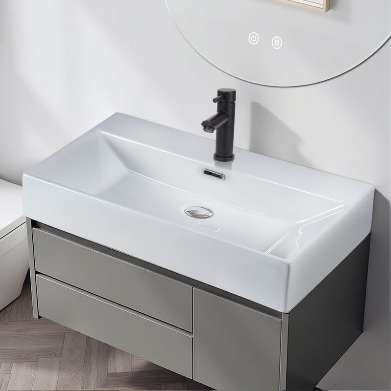 Glitzerlife Waschbecken Badezimmer Keramik - Eckig Aufsatzbecken Bad Klein Waschschale Weiß Mit Hahnloch Wandmontage Aufsatz Mit Überlauf 60x42x15cm Für Gäste-WC_voghion.com