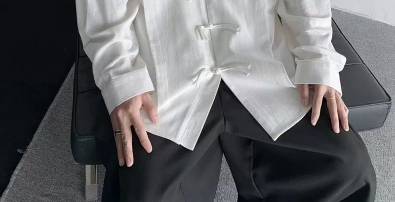 New Chinese Long Sleeved Shirt With Button Closure For Men's Spring And Autumn Designs, Oversized Tang Style Shirt,_voghion.com