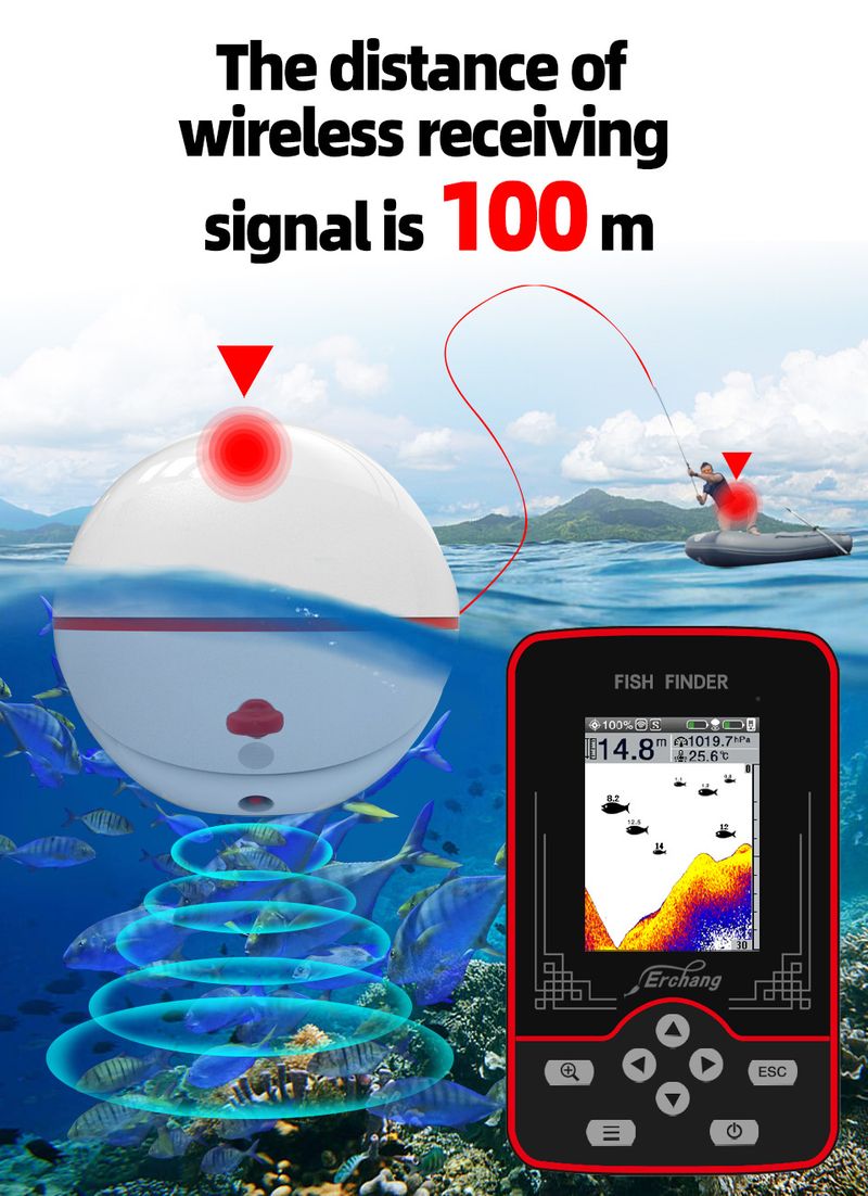 Equipo de pesca para pesca en el mar, detector inalámbrico submarino, teléfono móvil, alta definición visual inteligente 3D_voghion.com