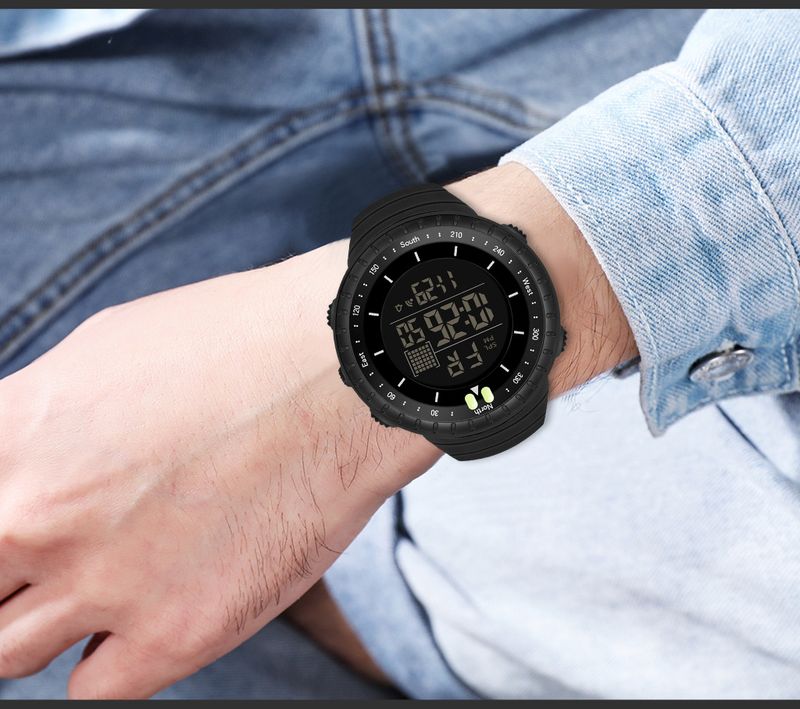 Men's Digital Sports Watch With Night Light, 50m Waterproof, Stopwatch, Alarm, Large Screen For Outdoor, Hiking, And Daily Use Trendy Student Watch_voghion.com