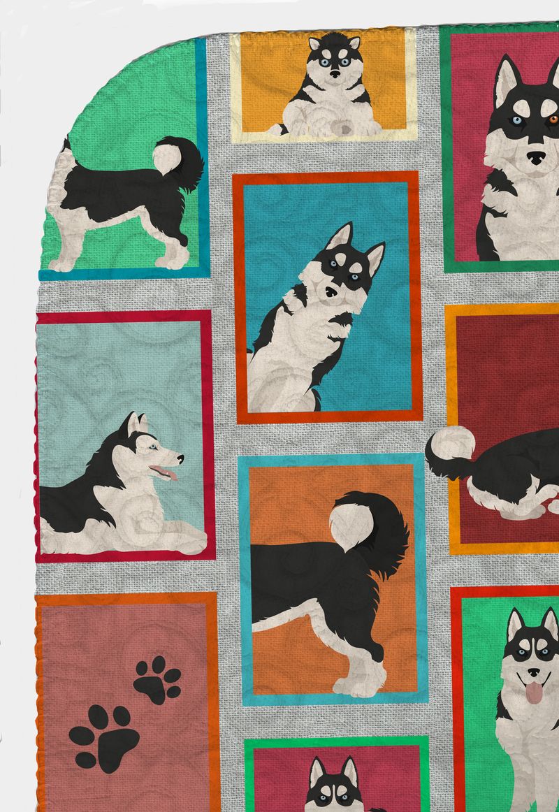 Lots of Siberian Husky Quilted Blanket 50x60 Artwork Pattern Quilted Throw Blanket for Bed, Couch, Sofa, Soft and Lightweight_voghion.com