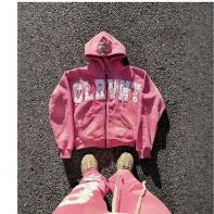 Felpa con cappuccio CLRVNT con cerniera 2025, nuova giacca con stampa di lettere e cardigan con cappuccio di celebrità di Internet_voghion.com