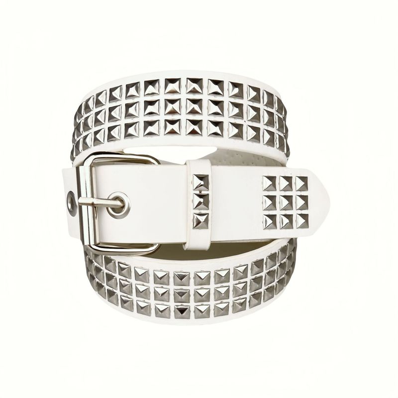 Nouvelle ceinture cloutée à perles carrées style gothique Cyber2K pour femme_voghion.com