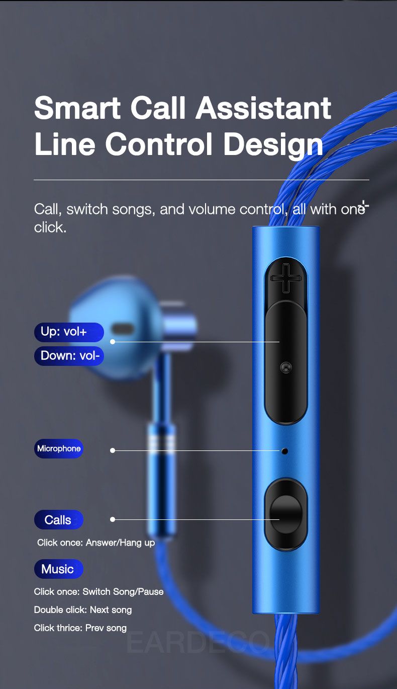 9D stereo headset with microphone, audio earphone with Graves cable, and microphone_voghion.com