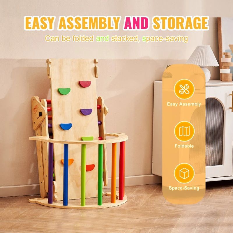 Pikler Set, Montessori In Toys Triangle, Toddler With Ramp, Climbing And Climbing Set 5 Arch, 1 Triangle Playground, Indoor Me_voghion.com