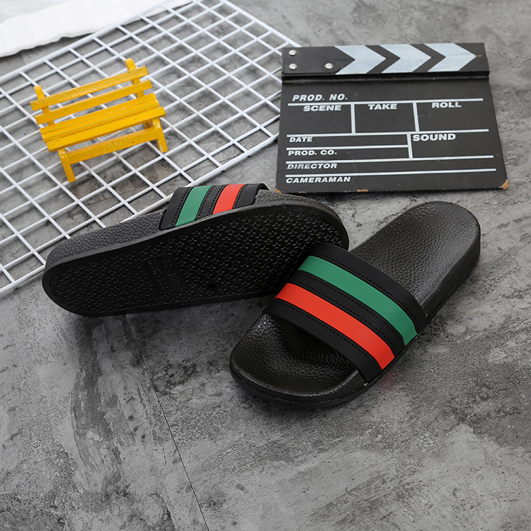 Summer Striped Home Non-slip Slippers Women's Indoor Flip Flops New Fashion three-bar sandals factory direct sales_voghion.com