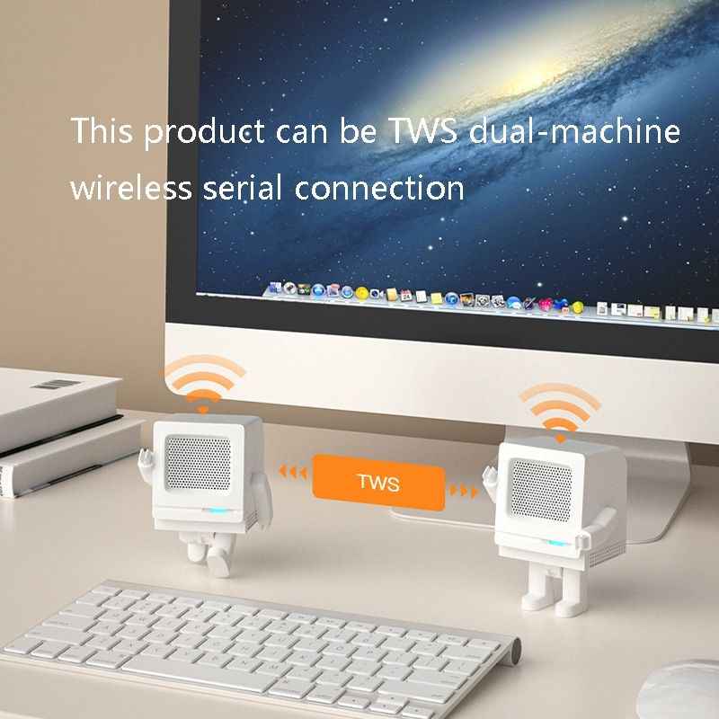 Z02 Robot Bluetooth 5.0 Mini altoparlante da tavolo TWS Wireless Cute Audio (bianco)_voghion.com
