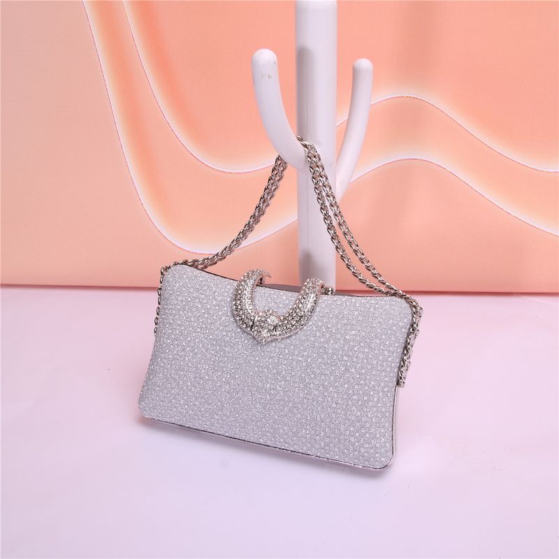 New Fine Glitter Double Chain Decoration Metal Pillow Shaped Handbag Party_voghion.com