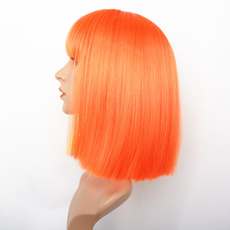 Synthetic wig Women's dual color matching bangs short collarbone hair synthetic fiber wig headband wigs_voghion.com