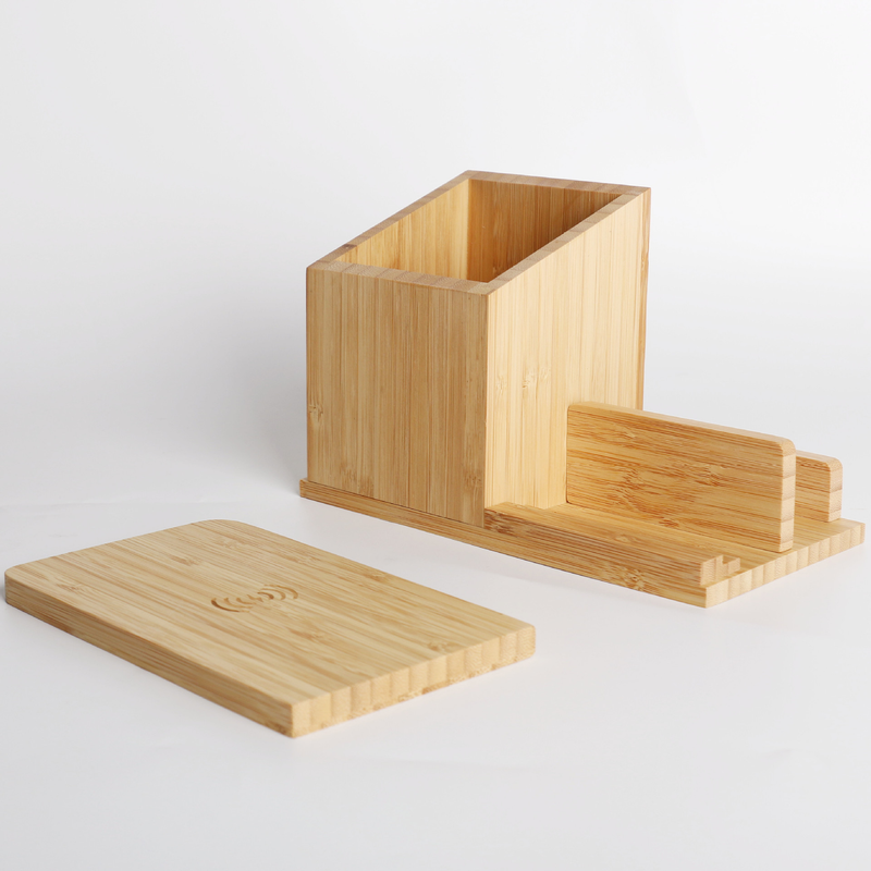 15w three-in-one bamboo and wood pen holder stand wireless charger mobile detachable mobile phone wireless charging logo_voghion.com