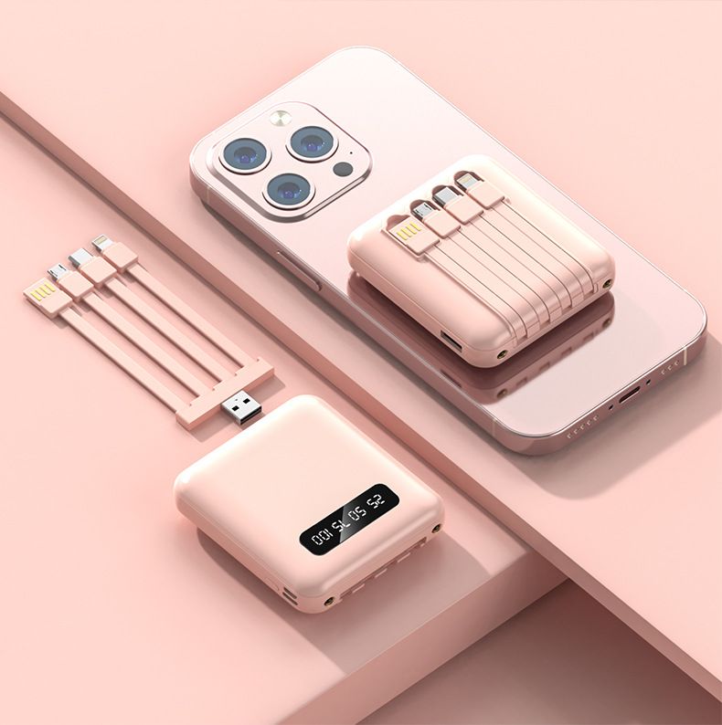 Draagbare oplader van 20.000 mAh, AFC snellaad-powerbank - compact en hoge capaciteit, aangepast logo, reisvriendelijk (zwart/wit/roze/paars)_voghion.com