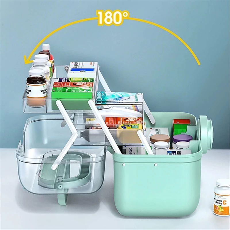 3-lagiger Erste-Hilfe-Kit-Organizer für Kleinigkeiten, tragbarer Speicher und Organizer, nützliche Medikamentenboxen für Zuhause_voghion.com