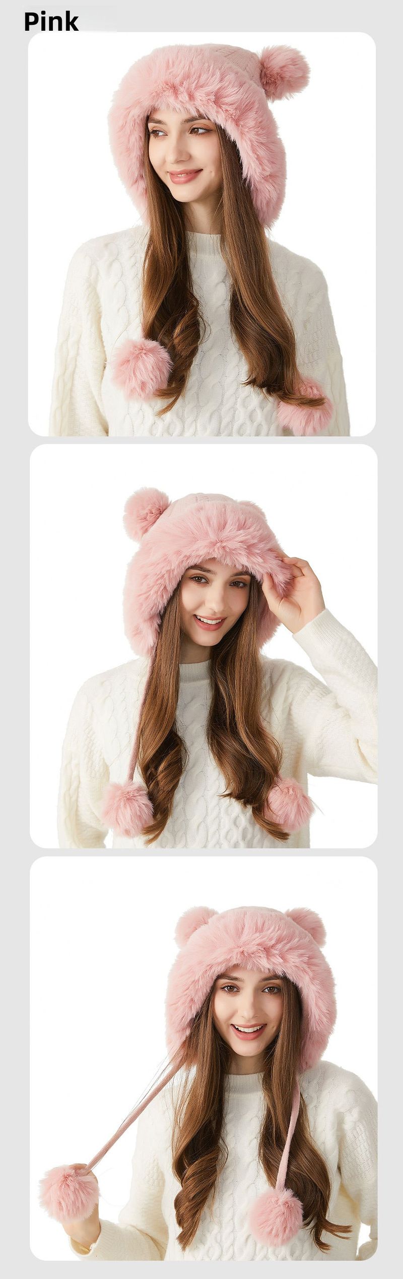 Nuovo cappello invernale lavorato a maglia per donna, ampia circonferenza della testa, collo peloso, foderato in pile, cappello di lana innevata, cappello caldo_voghion.com