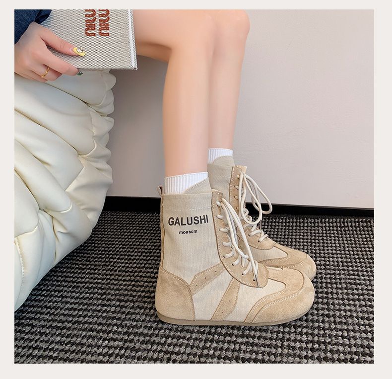 Damen Boxstiefel 2025 Herbst Neue High-Top Deutsches Training Damen Atmungsaktiv Casual Sports Western Cowboy Boxschuhe Kurze Stiefel_voghion.com