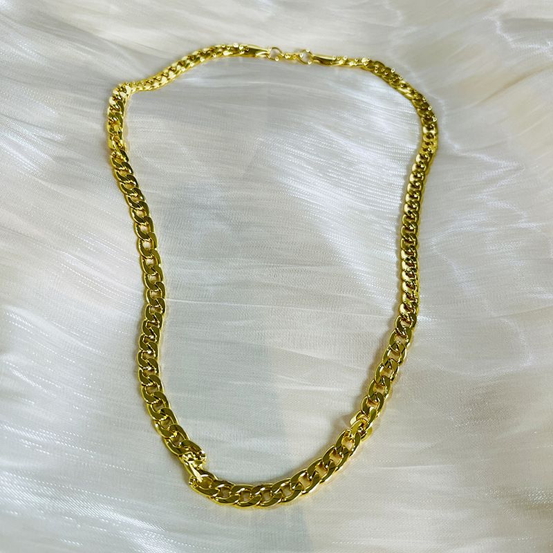 Collana con ciondolo a catena laterale NK da 6 mm placcata in oro da uomo_voghion.com