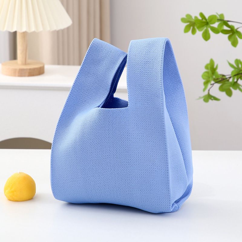 per le donne 2025 nuova borsa a mano lavorata a maglia in stile coreano, borsa da polso versatile in tinta unita_voghion.com