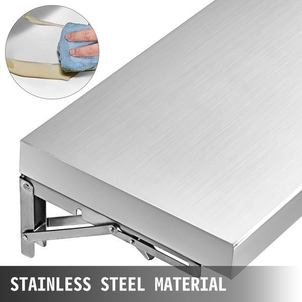 Concession Shelf 70.8L X 11.4W Inch With Stainless Steel Frame And Surface Board For Food Trailer Serving Window_voghion.com