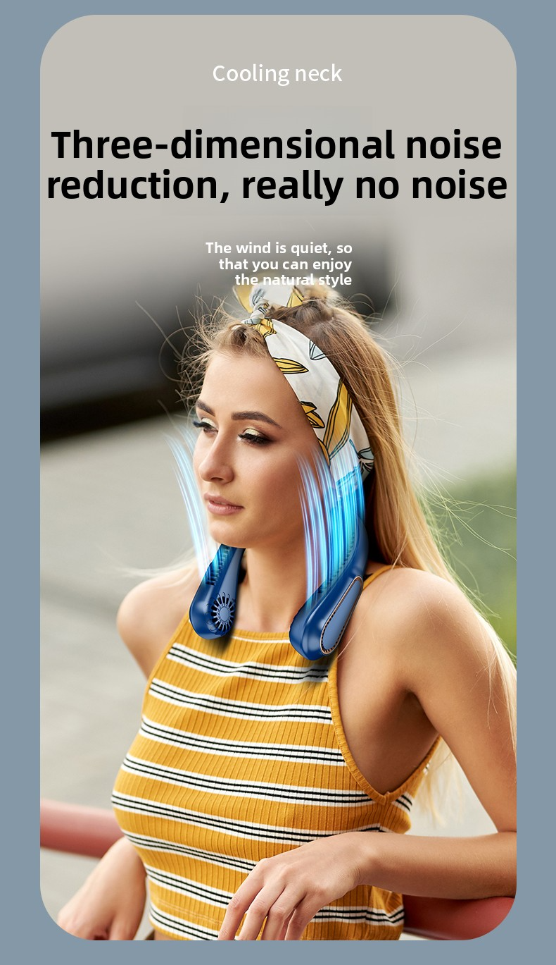 Portable Mini Neckband USB Charging 1200mAh Long Endurance Fan, Digital Display, Turbocharged Cooling Bladeless Fan_voghion.com