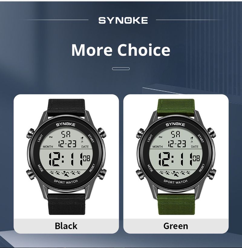 Reloj deportivo digital para hombre con correa de nailon, resistente al agua hasta 50 m, gran pantalla LED, luminoso, ideal para senderismo al aire libre, informal, moderno y con pantalla grande para estudiantes._voghion.com